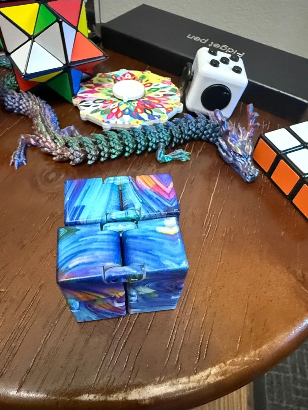 Fidget Toy Bundle with Rainbow Pin Toy, Rubik’s Puzzles, Magnetic Pen